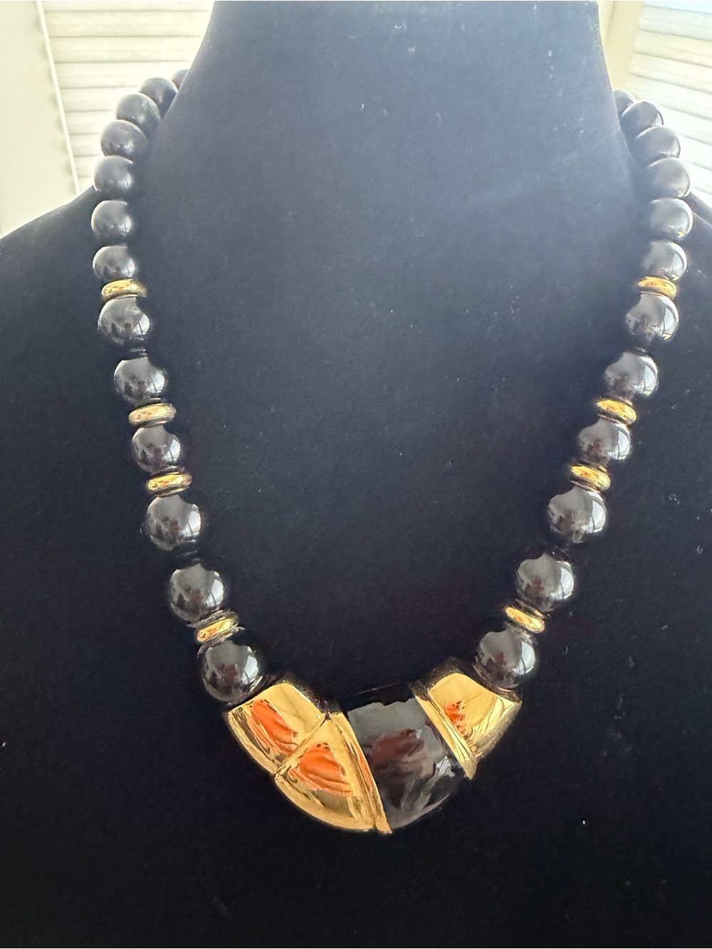 Bold Black & Gold Beaded Necklace - Women Jewelry